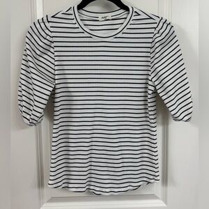 dylan Black and White Striped 3/4 Sleeve Top